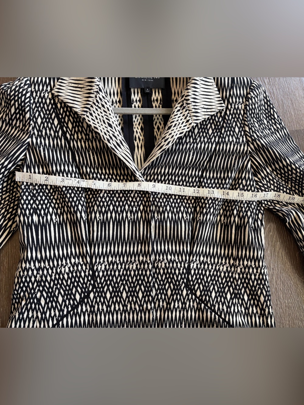 Lafayette 148 Blazer coat geometric business snap button size 4 preppy - Picture 7 of 8